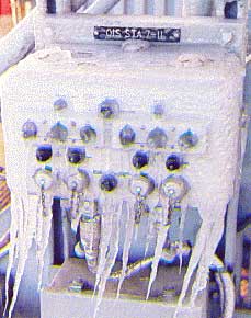 Ice on the launch pad box